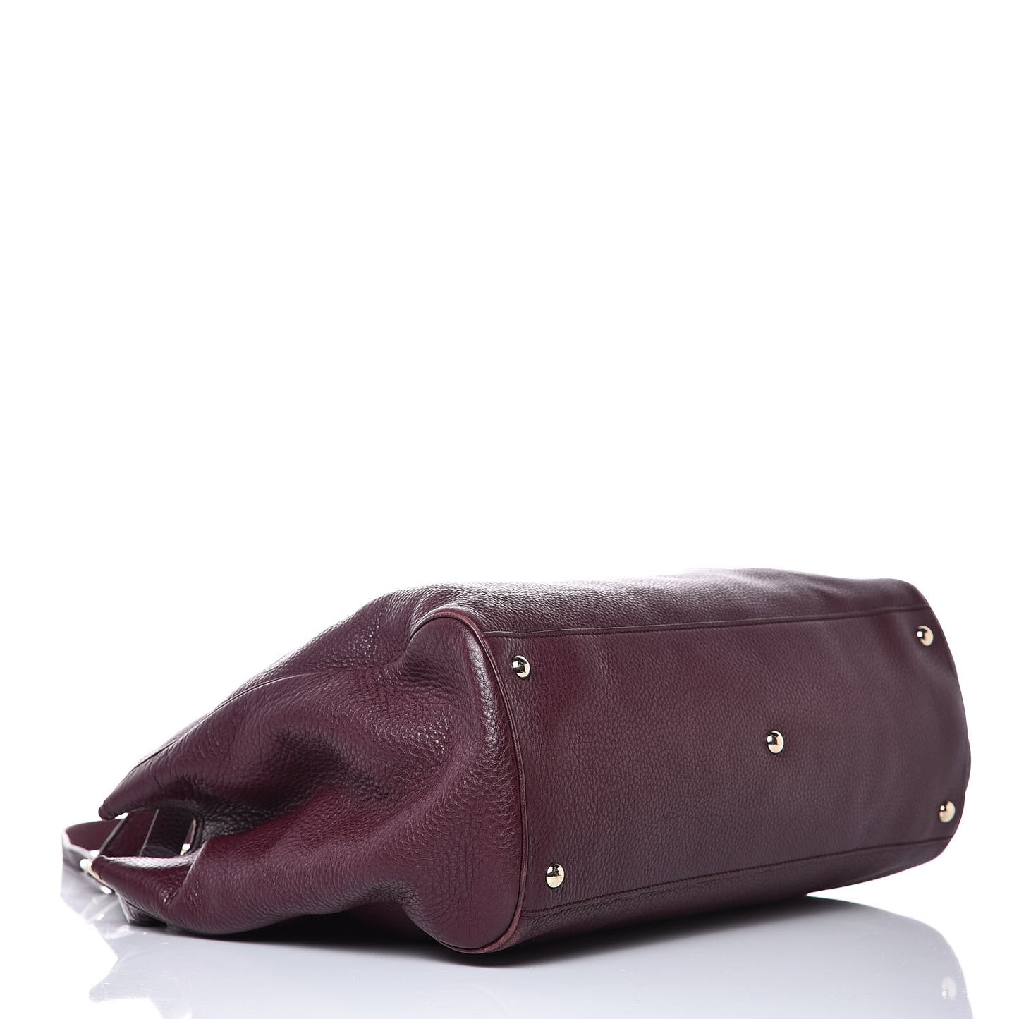 Pebbled Calfskin Large Bamboo Shopper Tote Burgundy
