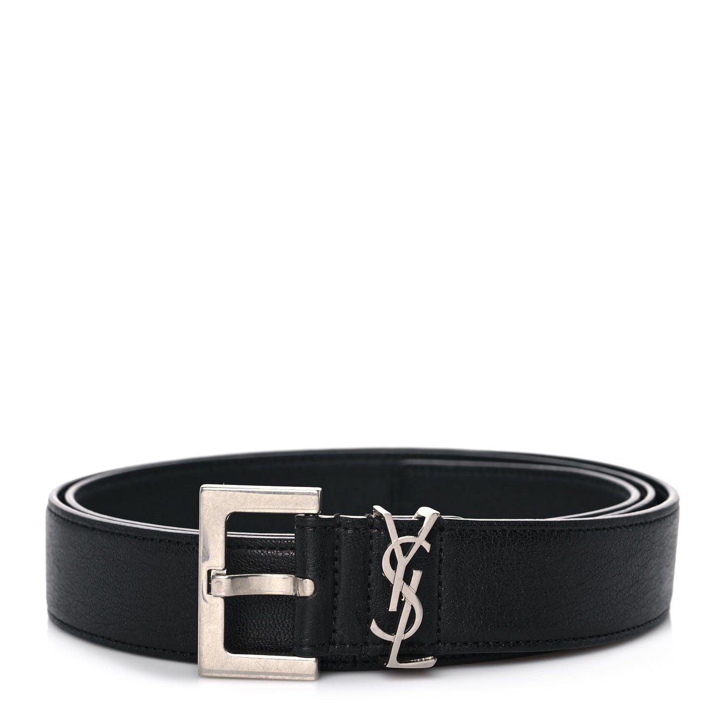 Goatskin Monogram Cassandre Square Buckle Belt 100 40 Black