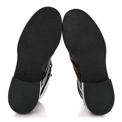 Louis Vuitton Calfskin Monogram Wonderland Flat Ranger Boots 39 Black 6 of 8