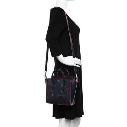 Celine Satin Calfskin Nano Debossed Luggage Navy Blue 2 of 11
