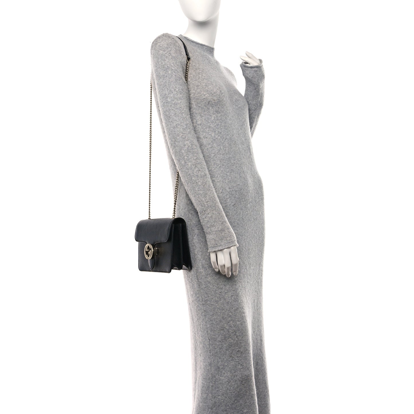 Dollar Calfskin Small Interlocking G Shoulder Bag Black