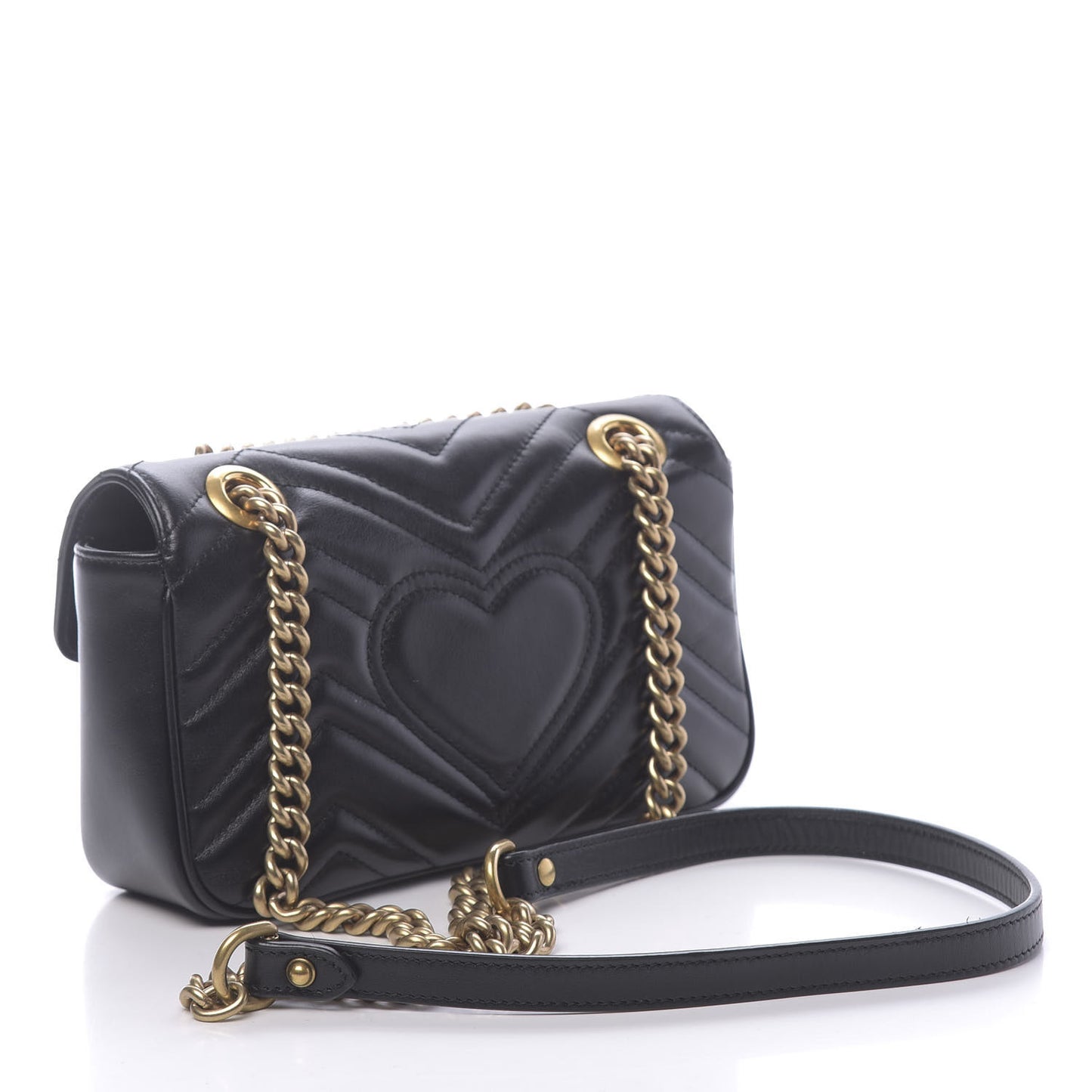 Calfskin Matelasse Mini GG Marmont Shoulder Bag Black