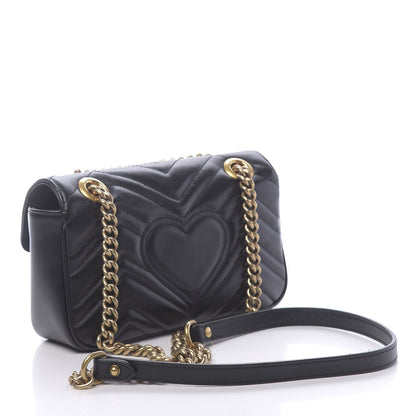 Gucci Calfskin Matelasse Mini GG Marmont Shoulder Bag Black 3 of 10