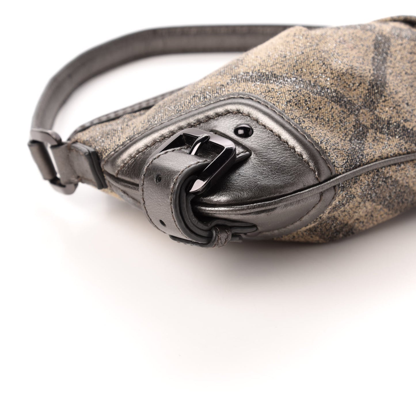 Shimmer Check Degrade Shoulder Bag Pewter