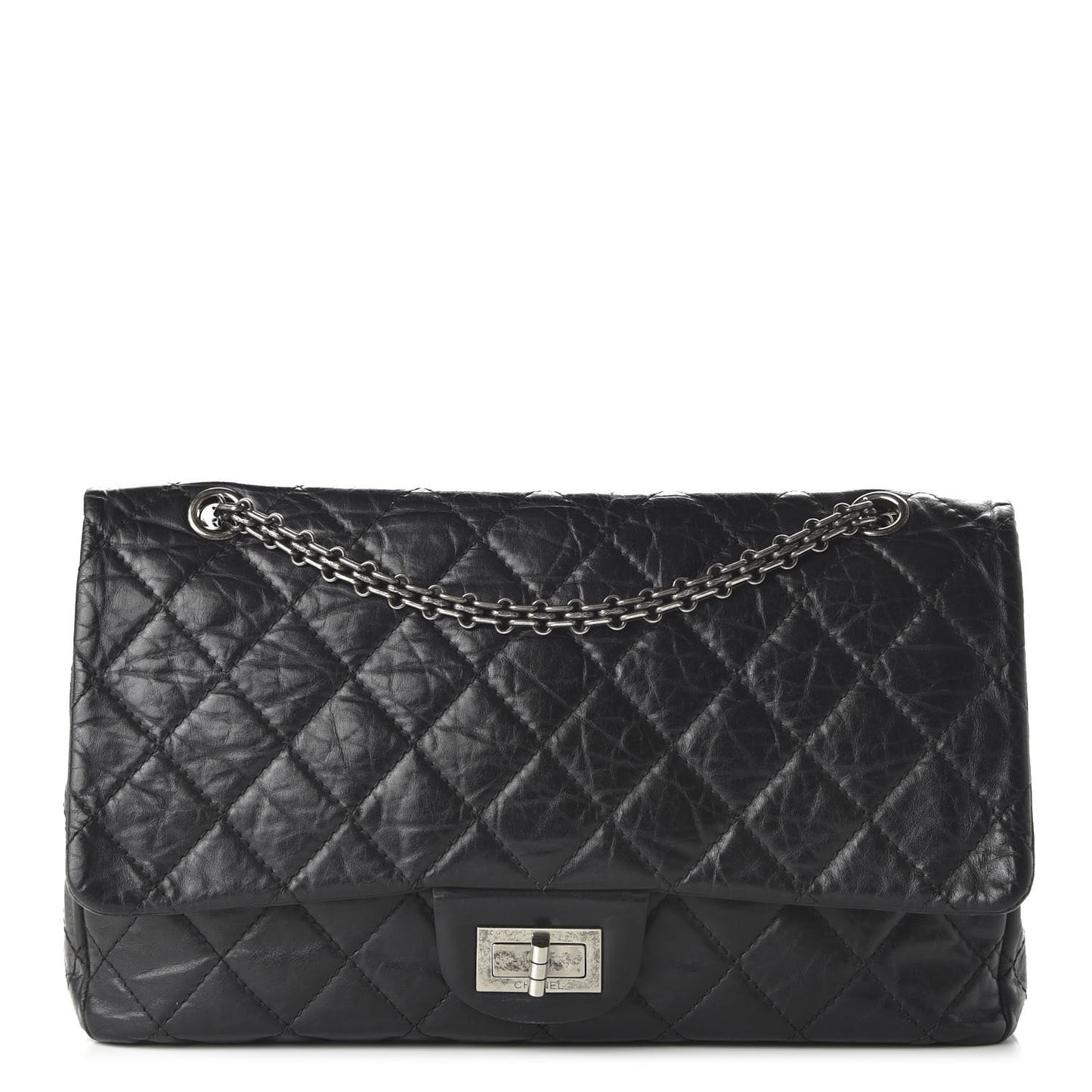 Aged Calfskin Quilted 2.55 Reissue 227 Flap Black
