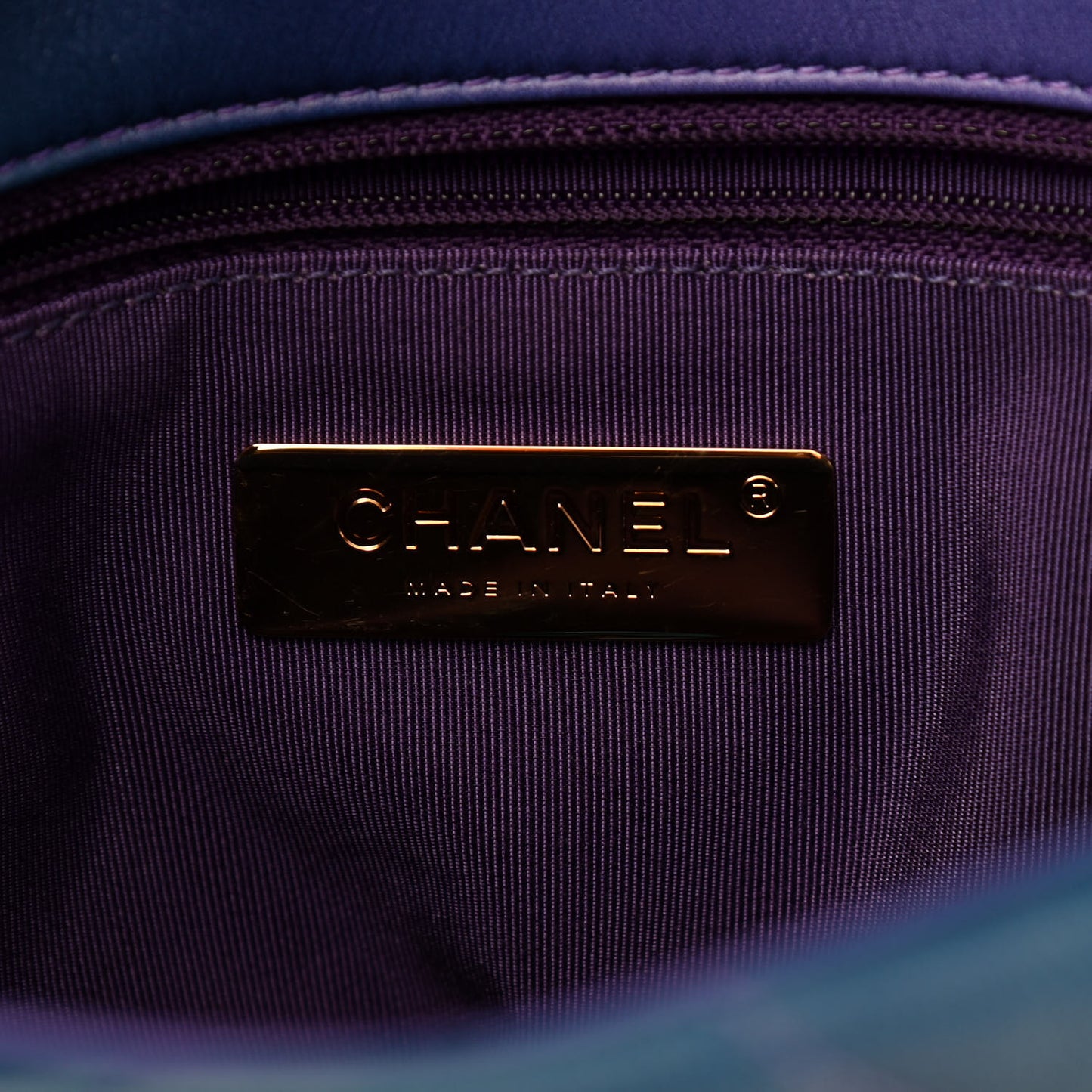 Tie Dye Calfskin Quilted Medium Chanel 19 Flap Blue Purple
