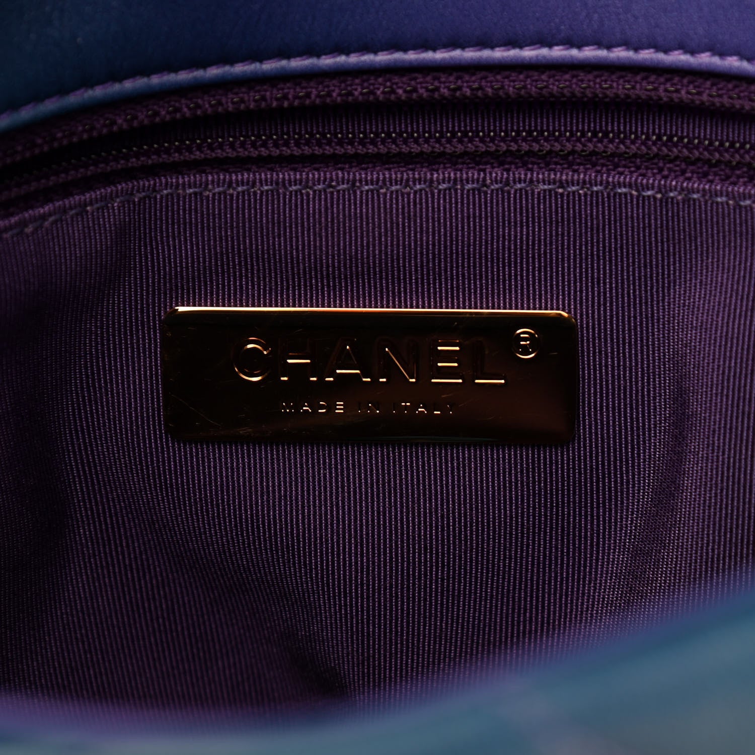 Chanel Tie Dye Calfskin Quilted Medium Chanel 19 Flap Blue Purple 6 of 9