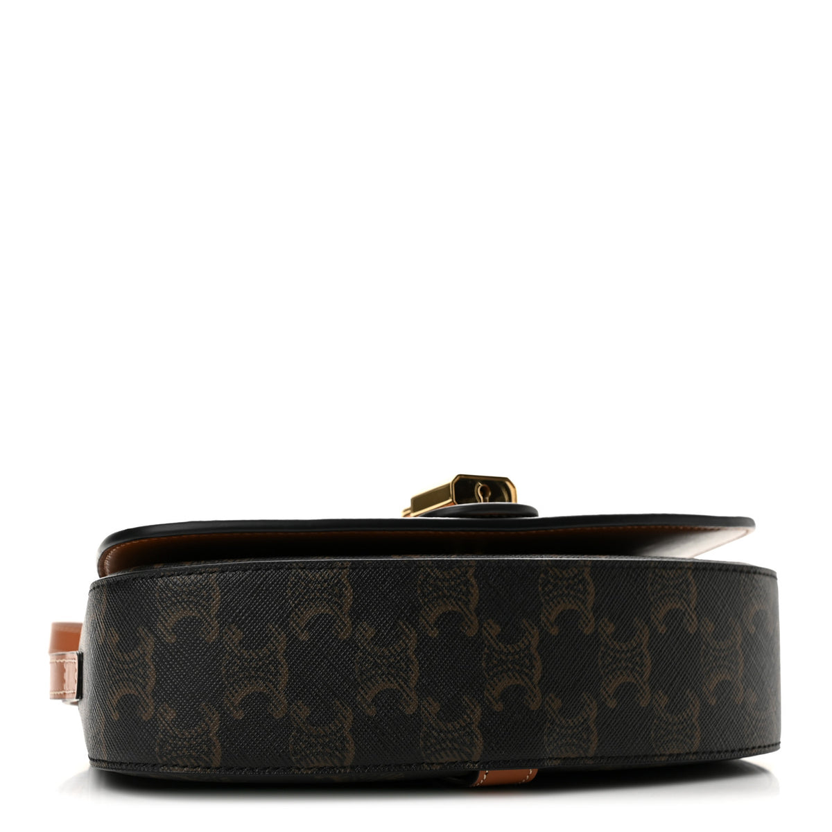 Celine Triomphe Canvas Calfskin Tabou Clutch on Strap Tan 4 of 13