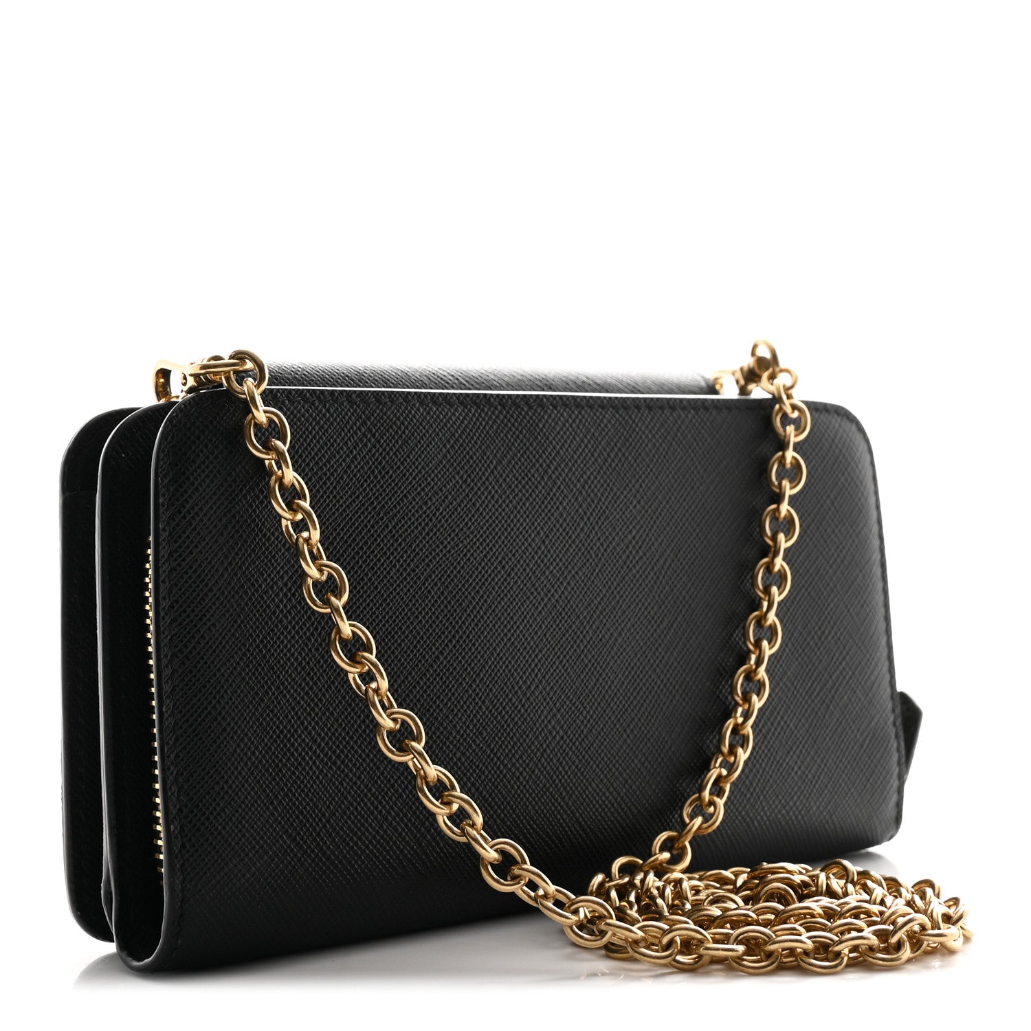 Prada Saffiano Chain Wallet Black 3 of 10