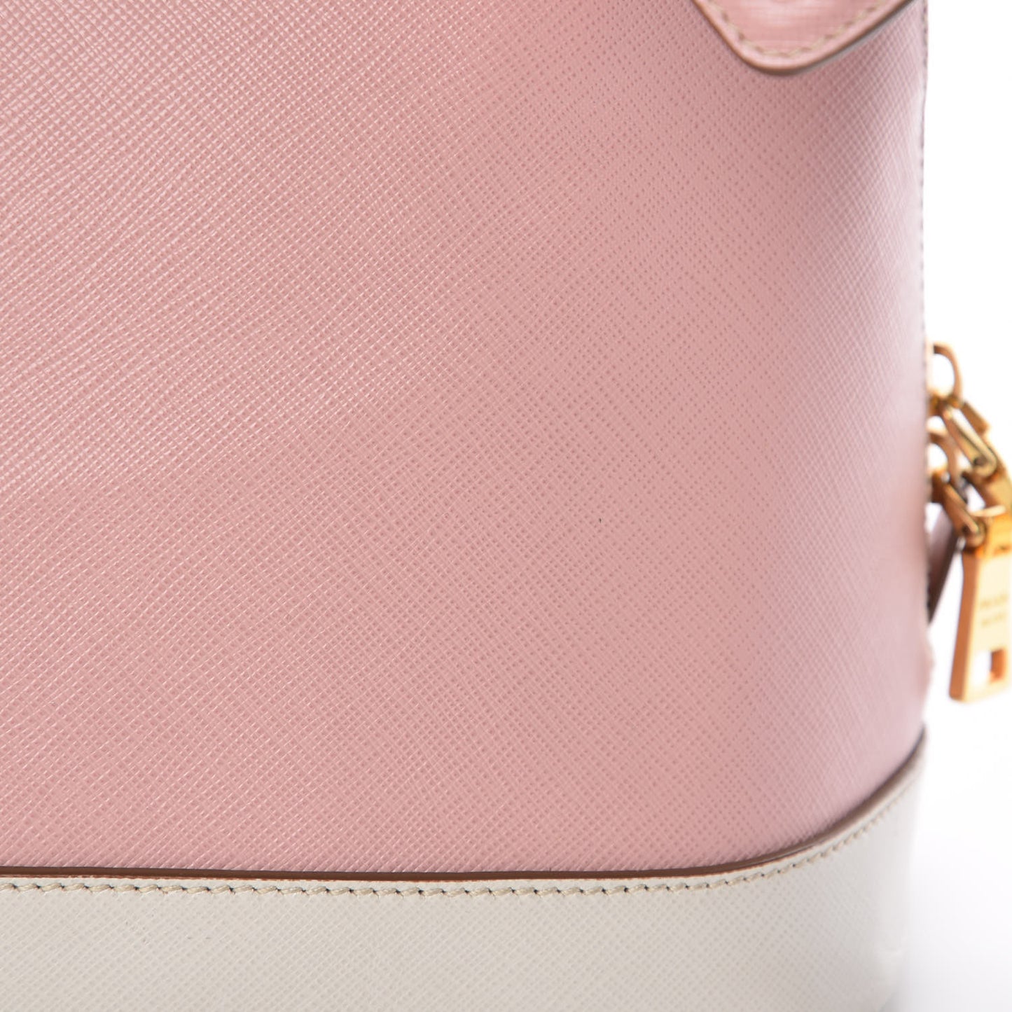 Saffiano Lux Bi-Color Promenade Dome Tote Orchidea Talco