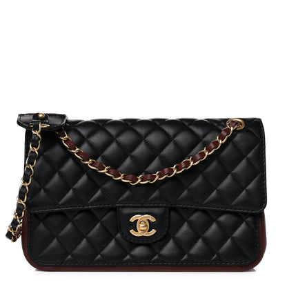 Chanel Calfskin Quilted Strap Into Flap Bag Black Brown 1 of 13