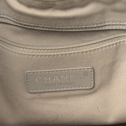 Chanel Striped Canvas Deauville Drawstring Bag Gray Black 6 of 9