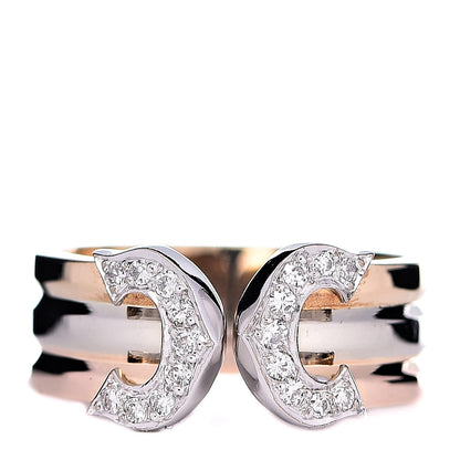 Cartier 18K Pink Yellow White Gold Diamond C De Ring 45 3.25 1 of 5