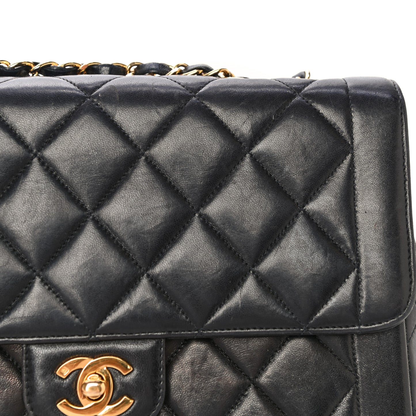 Lambskin Quilted Medium Single Flap Black