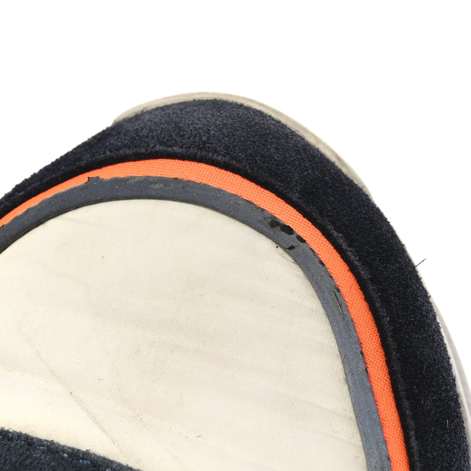 CHANEL スニーカー ネイビー オレンジ(中古) Chanel Nylon Calfskin Suede CC Womens Sneakers 35.5 Navy White