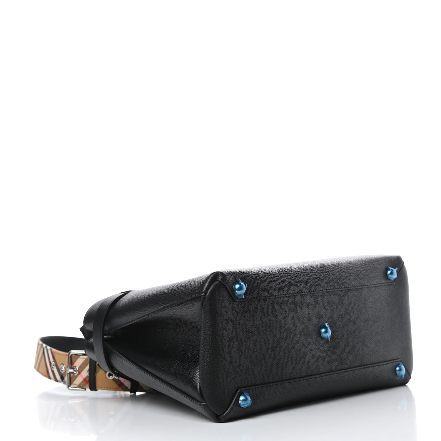 Burberry Derby Calfskin House Check Medium Banner Tote Black 4 of 12