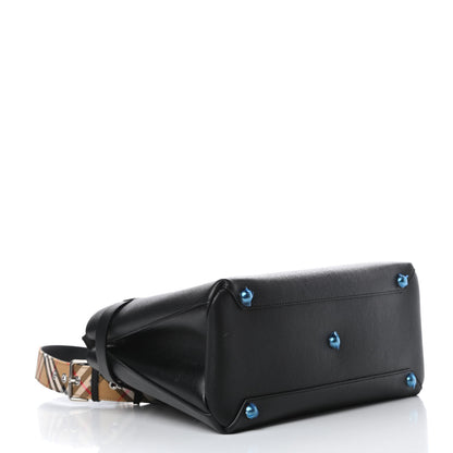 Burberry Derby Calfskin House Check Medium Banner Tote Black 4 of 12