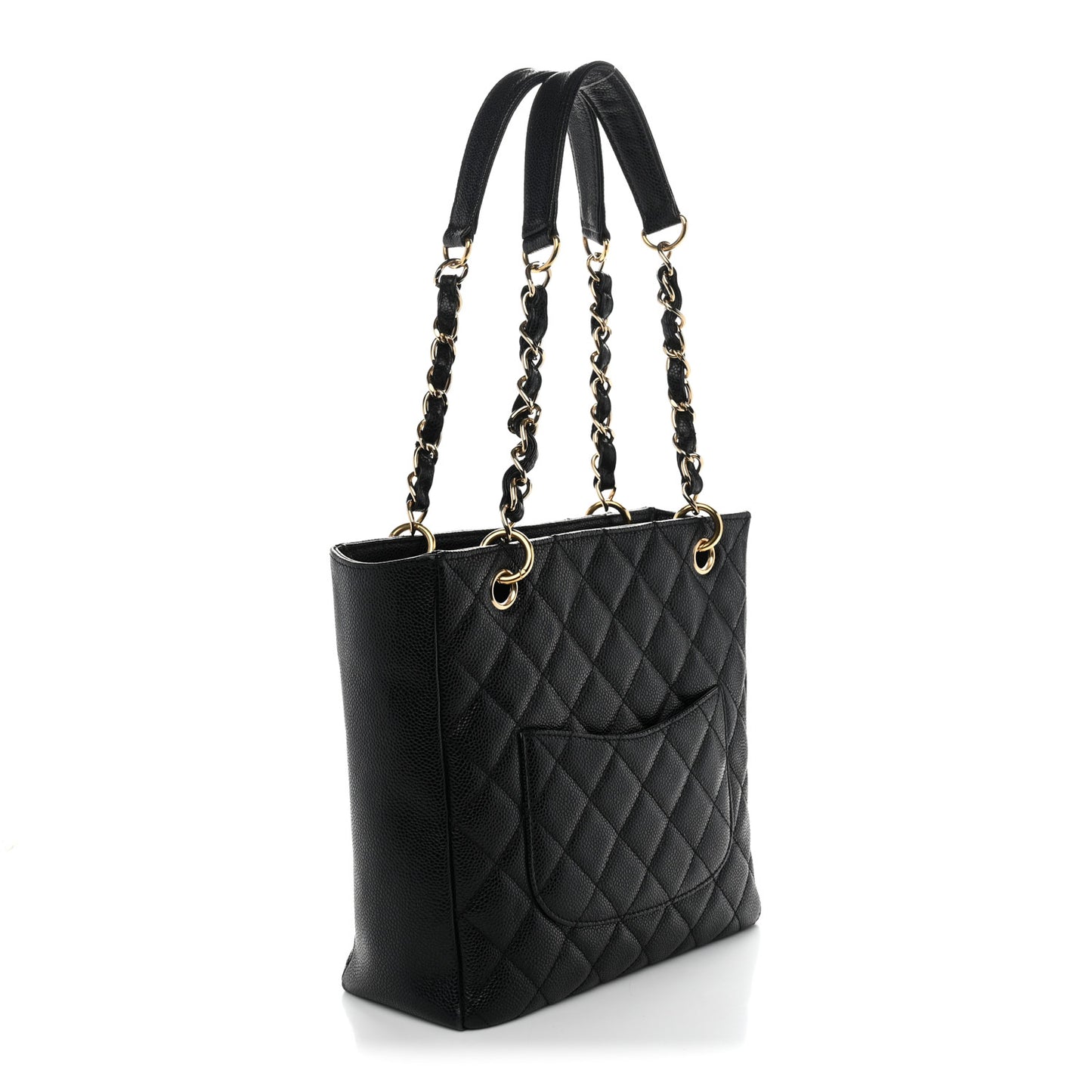 Caviar Quilted Petit Shopping Tote PST Black