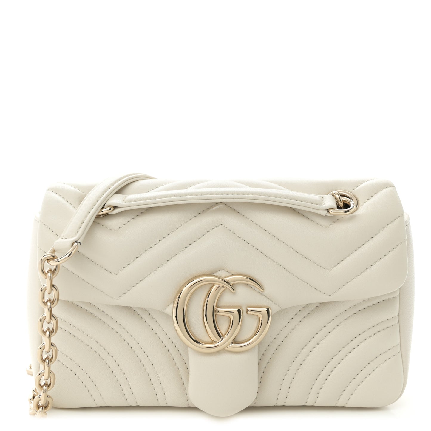 Lambskin Matelasse Small GG Marmont Shoulder Bag White