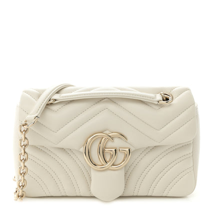 Gucci Lambskin Matelasse Small GG Marmont Shoulder Bag White 1 of 10