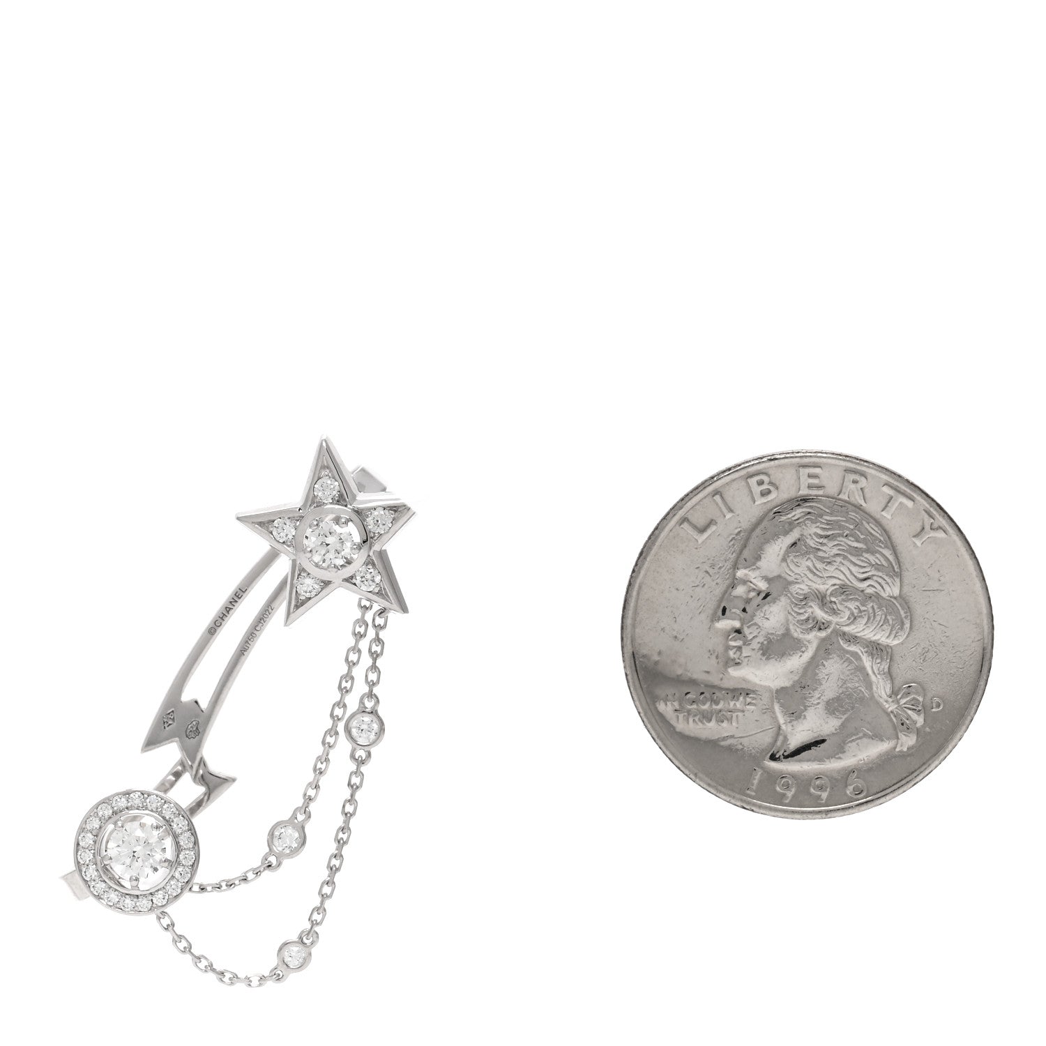 Chanel 18K White Gold Diamond Comete 1932 Ear Cuff 2 of 3