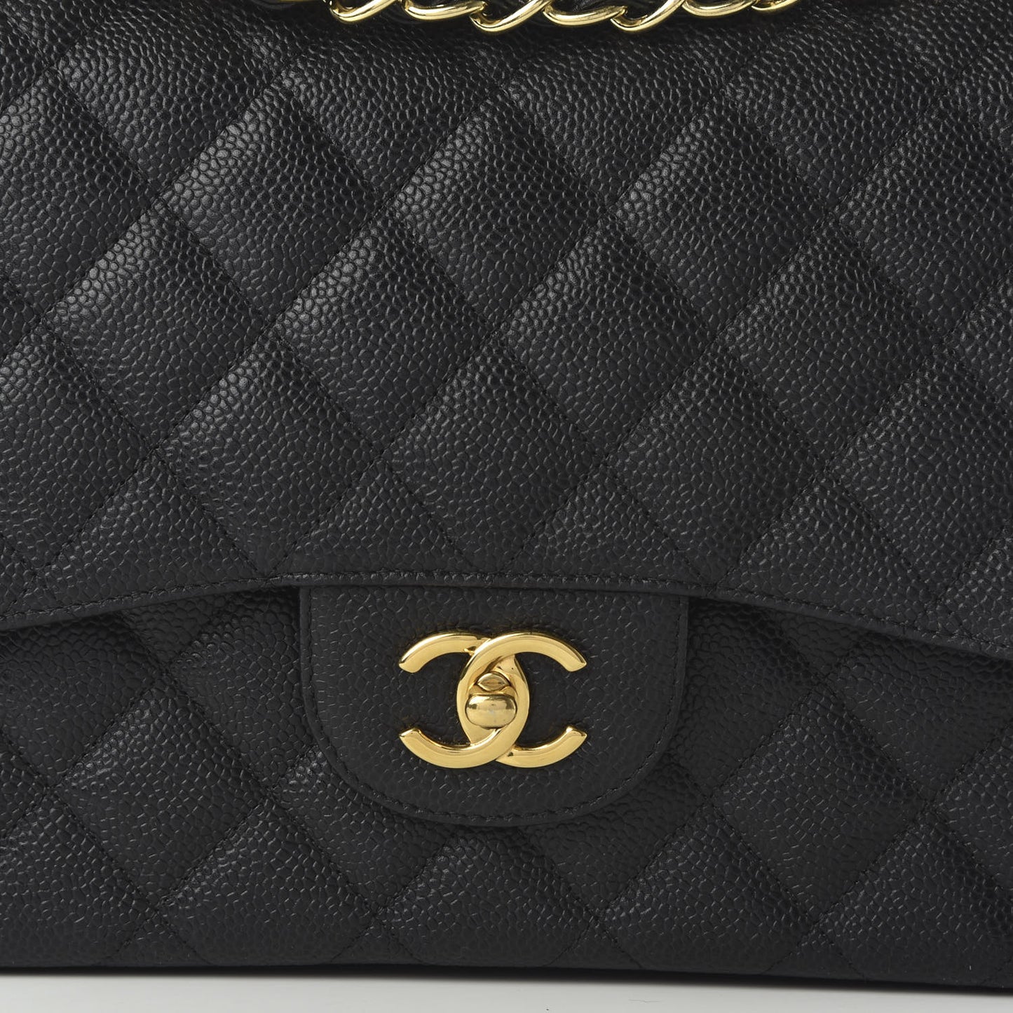 Caviar Quilted Jumbo Double Flap Black