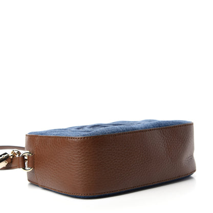 Gucci Denim Pebbled Calfskin Small Soho Disco Bag Blue Brown 4 of 10