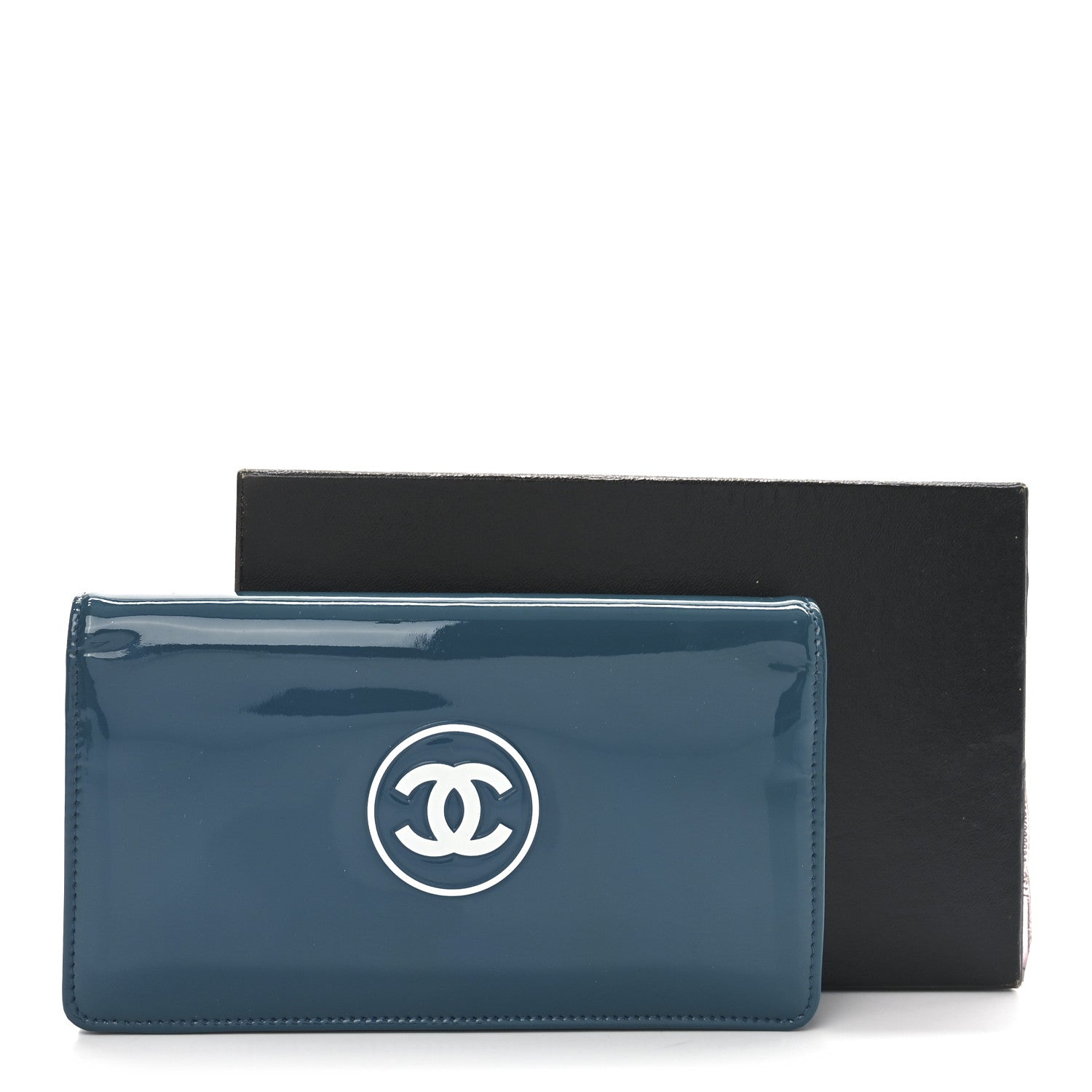 Chanel Patent CC Trousse Maquil Yen Wallet Blue 8 of 8