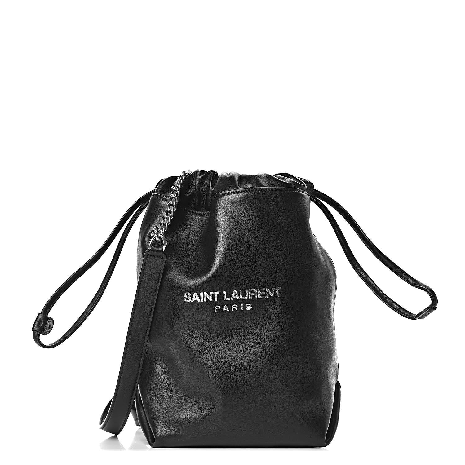 Saint Laurent Lambskin Small Teddy Bucket Bag Black 1 of 12
