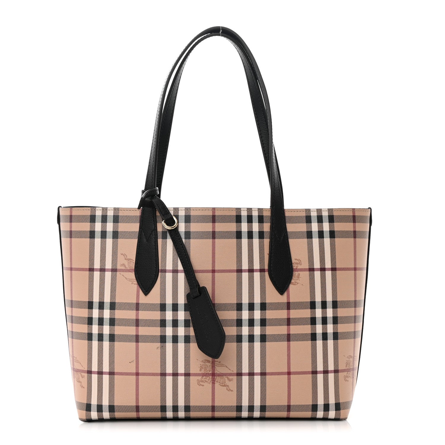 Burberry Grainy Calfskin Haymarket Check Medium Reversible Tote Black 1 of 18