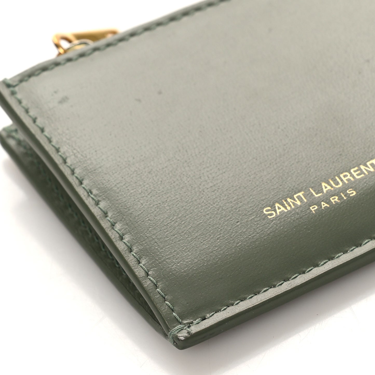 Calfskin 5 Fragments Zip Pouch Card Holder Light Sage