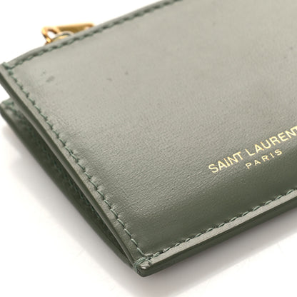 Saint Laurent Calfskin 5 Fragments Zip Pouch Card Holder Light Sage 7 of 9