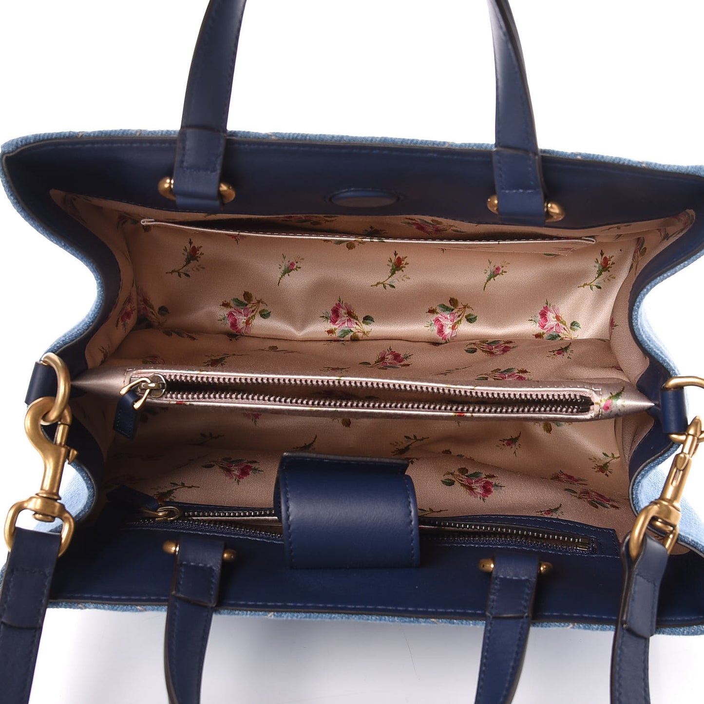 Denim Matelasse Small Pearly GG Marmont Tote Blue