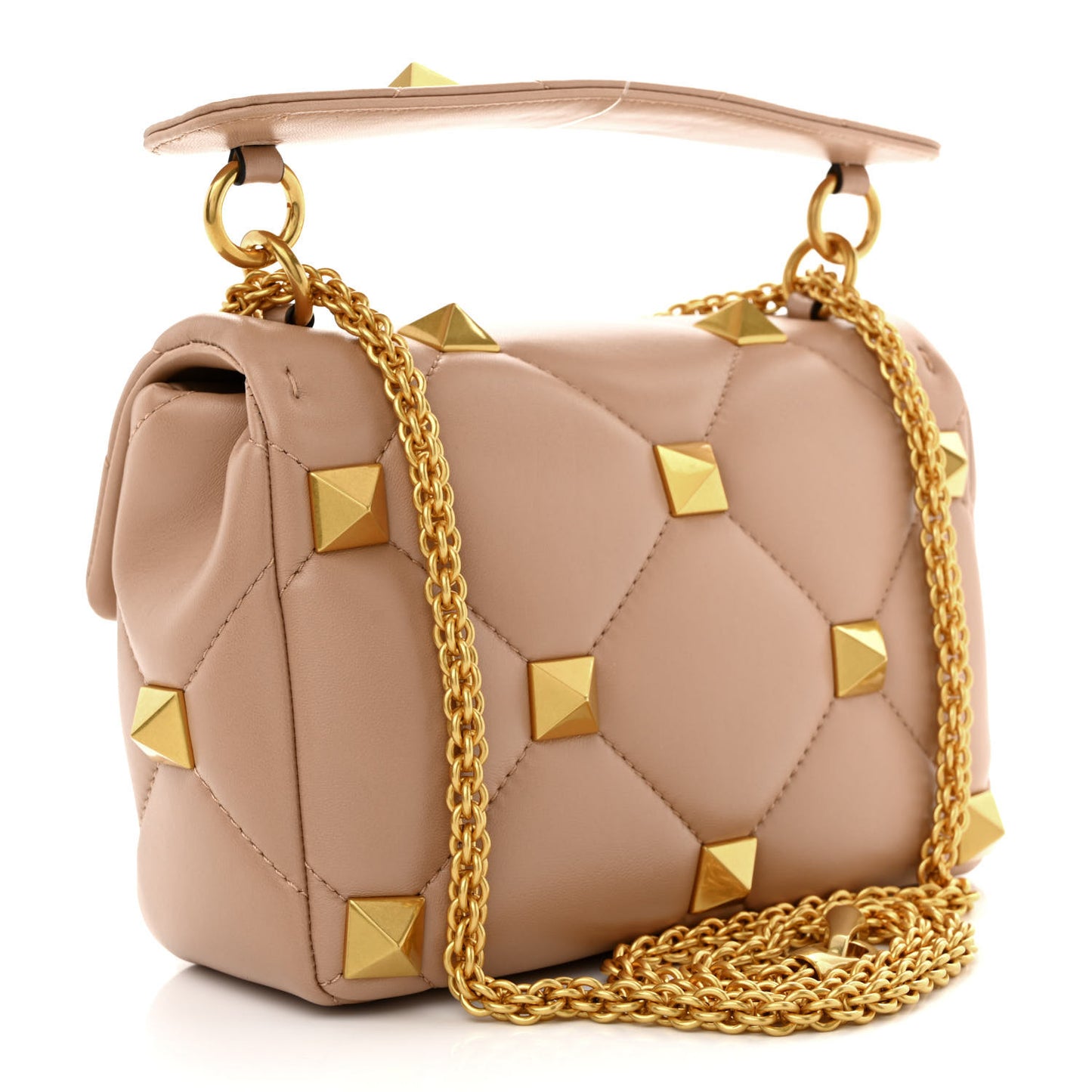 Nappa Medium Roman Stud Shoulder Bag Rose Cannelle