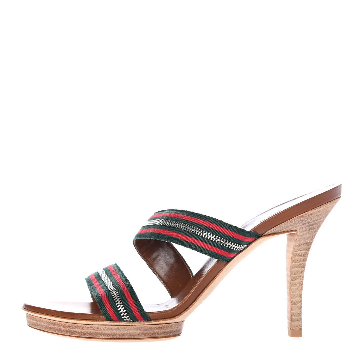 Calfskin Web Zip Sandals 39 Cuir