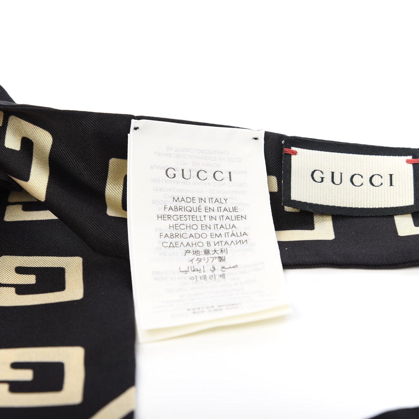 Silk Square G Neck Bow Scarf Black