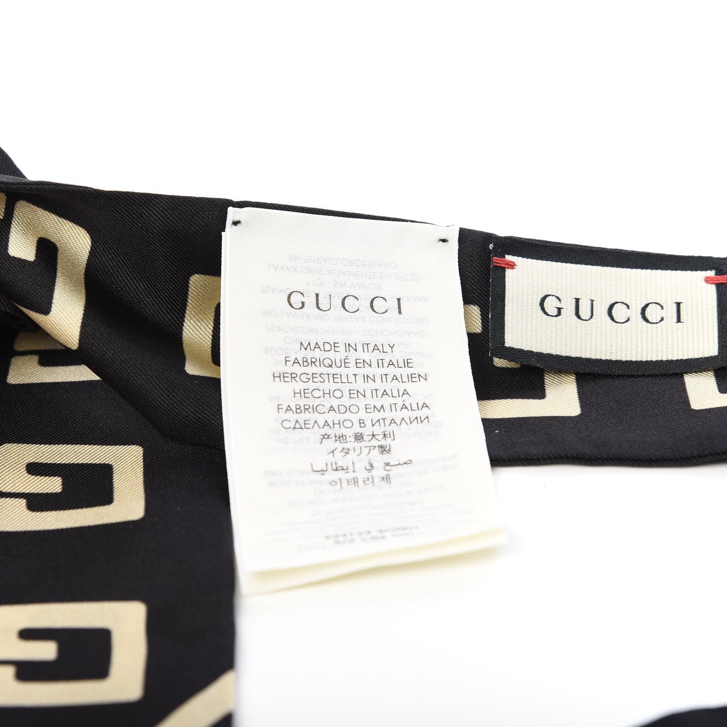Gucci Silk Square G Neck Bow Scarf Black 4 of 4