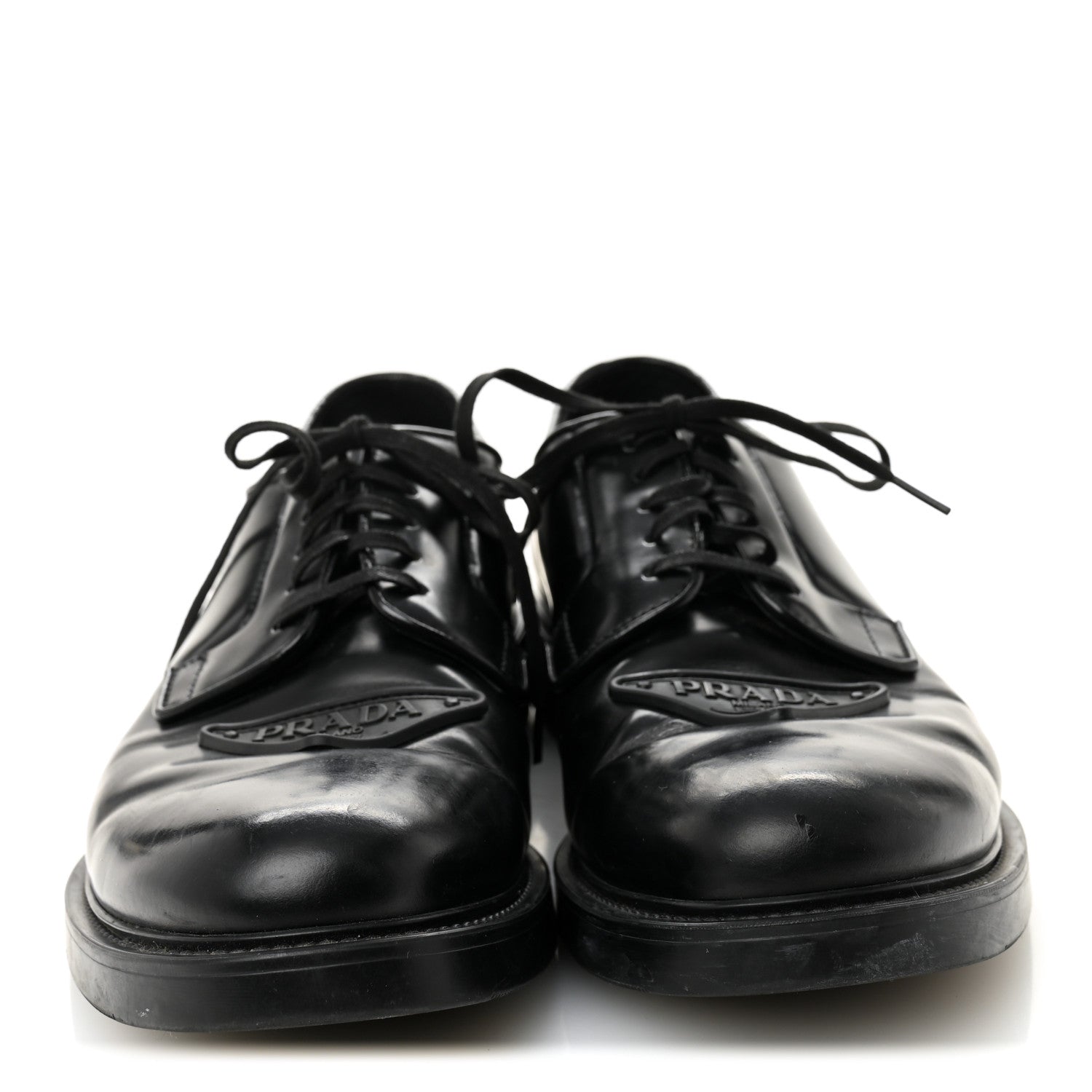 Prada Spazzolato Triangle Mens Derby Loafers 8 Black 2 of 8