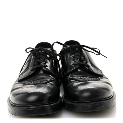 Prada Spazzolato Triangle Mens Derby Loafers 8 Black 2 of 8