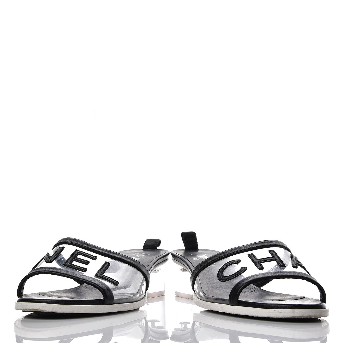 PVC Lambskin Logo Mules 40 Black
