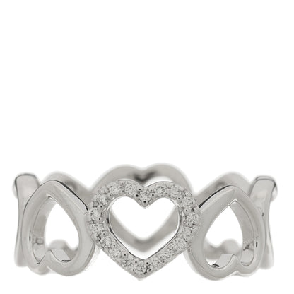Tiffany 18K White Gold Diamond Hearts Eternity Band Ring 52 6 1 of 4