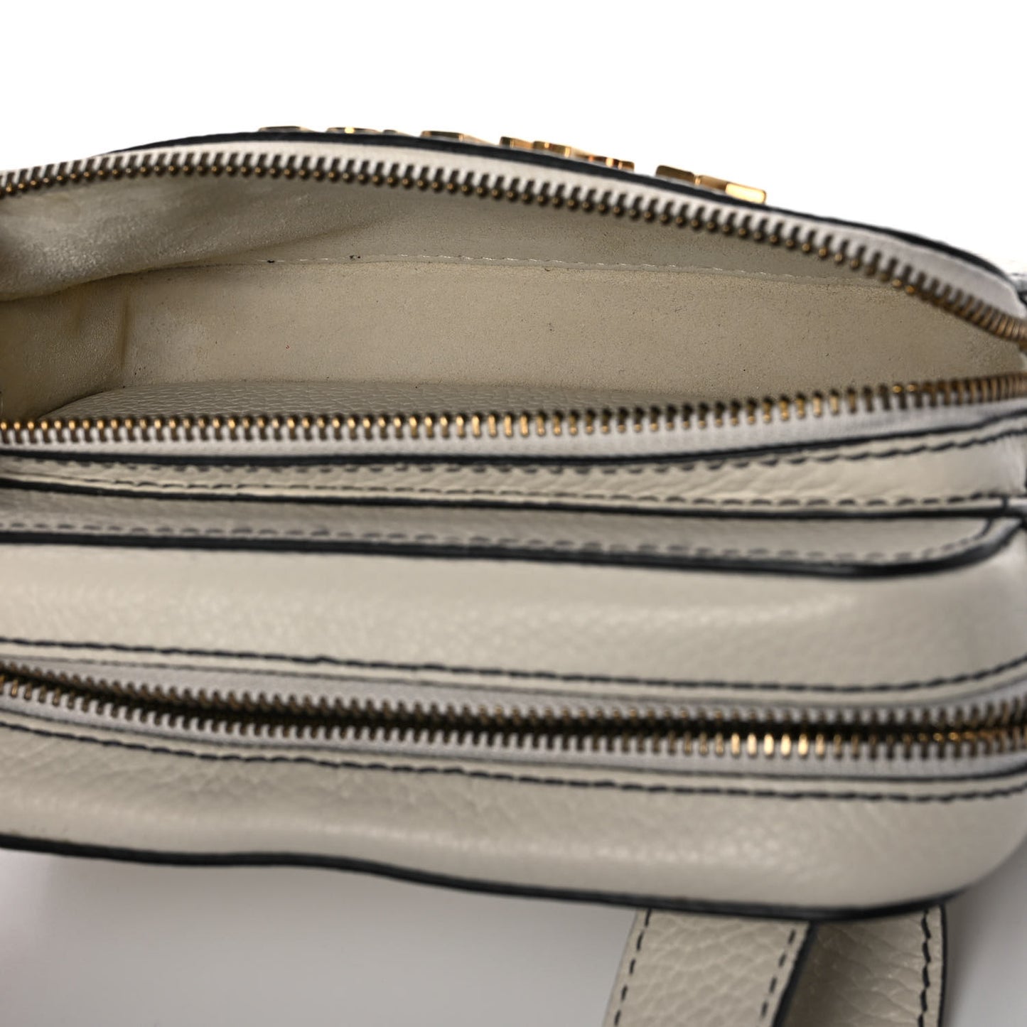 Grained Calfskin J'Adior Camera Case Clutch With Chain White