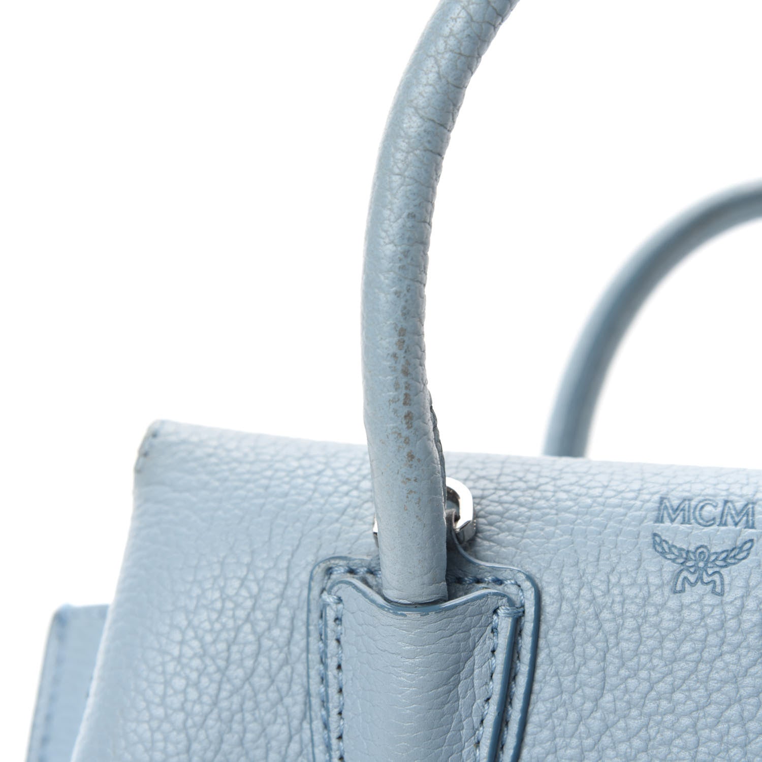MCM Grained Calfskin Mini Milla Tote Sky Blue 11 of 13