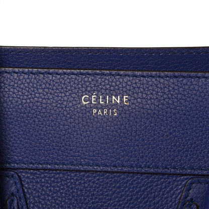 Celine Drummed Calfskin Mini Luggage Indigo 6 of 11