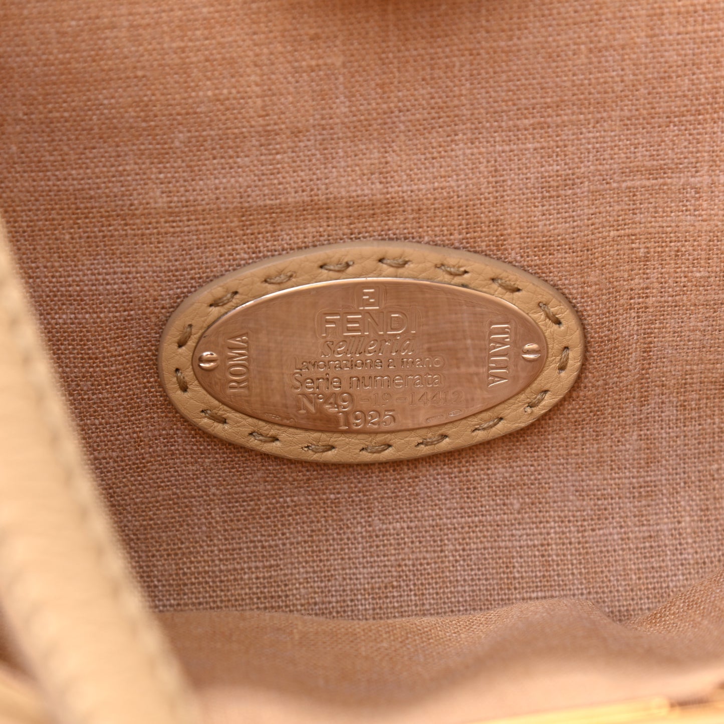 Calfskin Romano Selleria Embroidered Large Peekaboo Iconic Satchel Beige