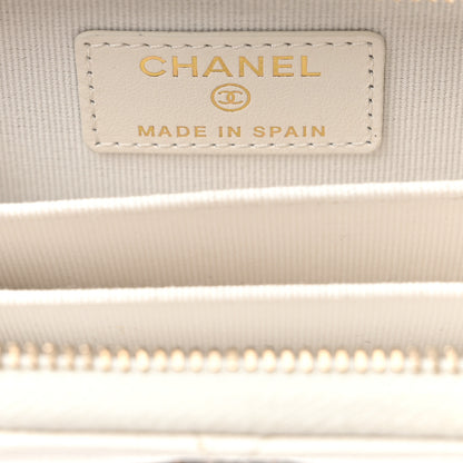 Chanel Lambskin Quilted Chanel 19 Zip Around Coin Purse Wallet White 6 of 7