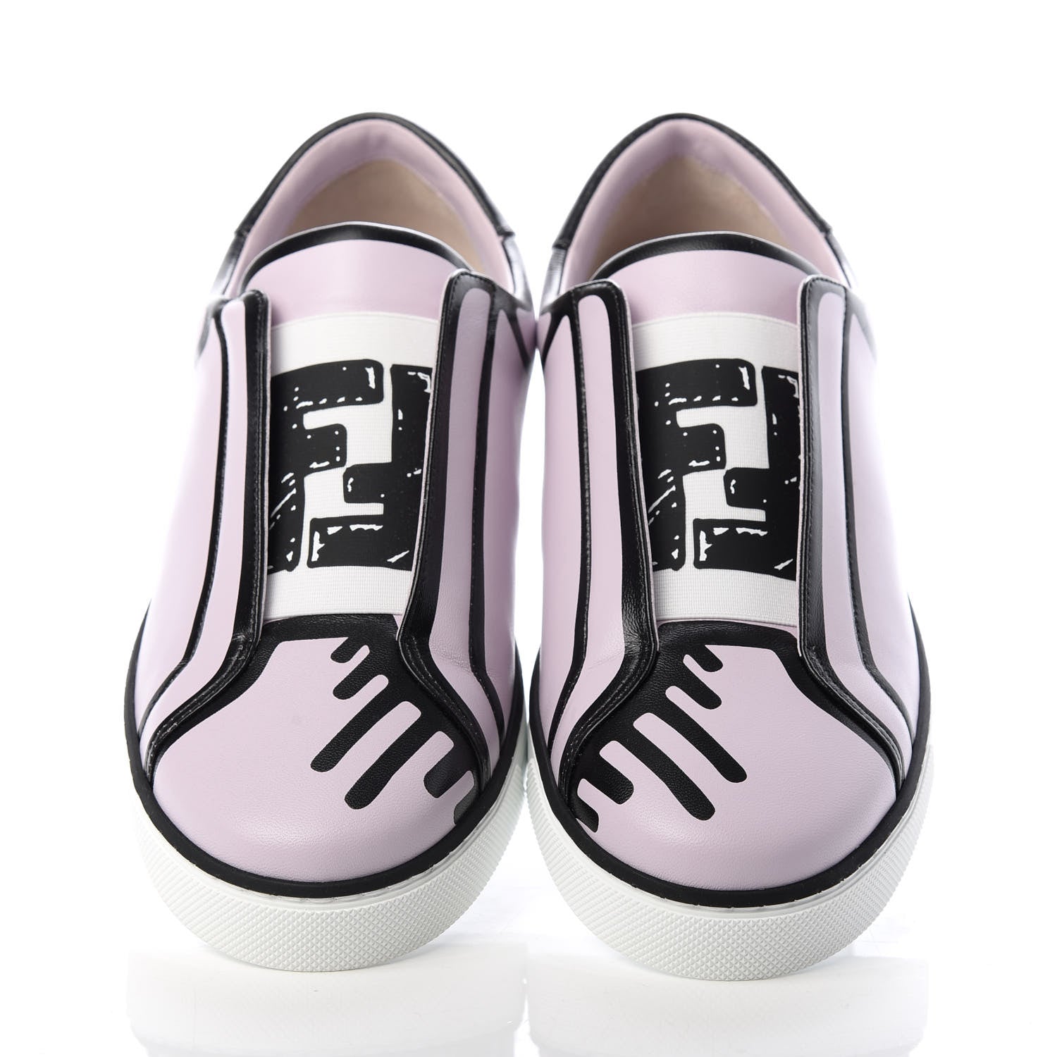 Fendi X JOSHUA VIDES Nappa Rockoclick Slip On Sneakers 38 Pink Xiloph White Black 5 of 11
