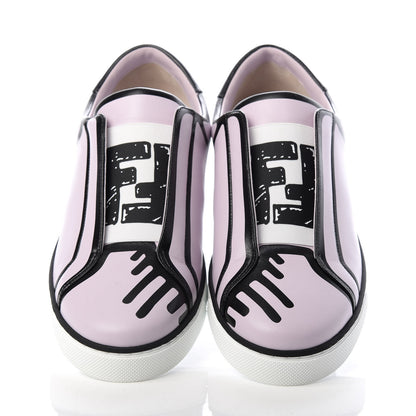 Fendi X JOSHUA VIDES Nappa Rockoclick Slip On Sneakers 38 Pink Xiloph White Black 5 of 11
