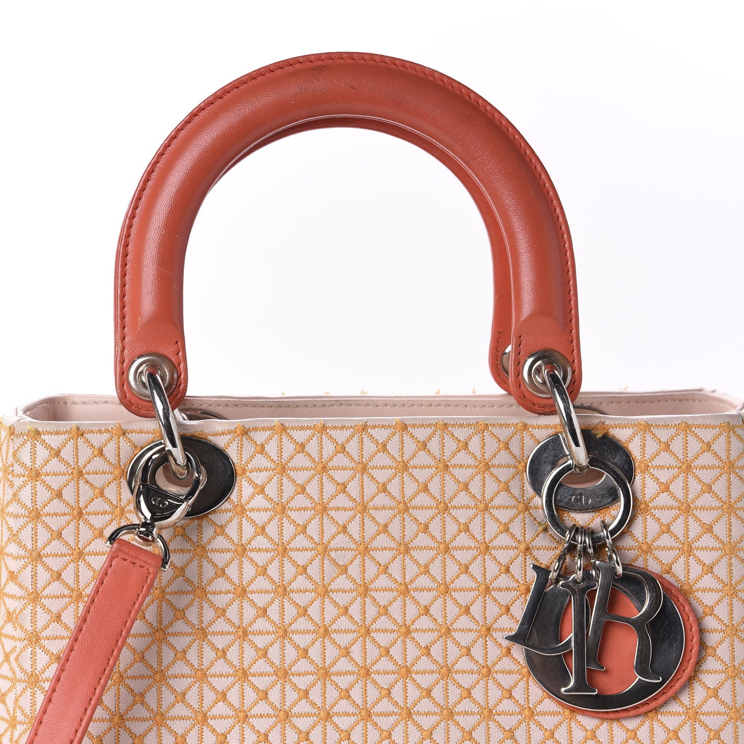 Christian Dior Lambskin Embroidered Medium Lady Dior Light Pink Orange 22 of 22