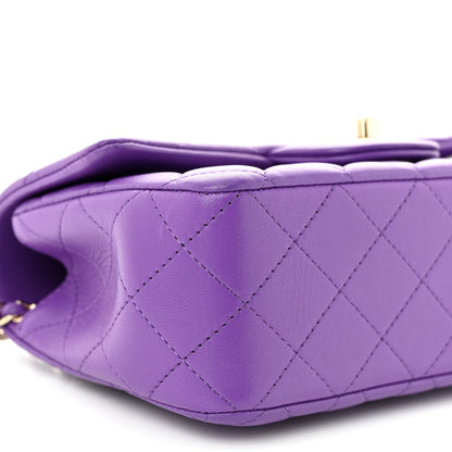 Chanel Lambskin Quilted Mini Top Handle Rectangular Flap Dark Purple 9 of 10